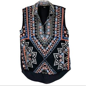 Mossimo Tribal Print Button Front Top Size Small